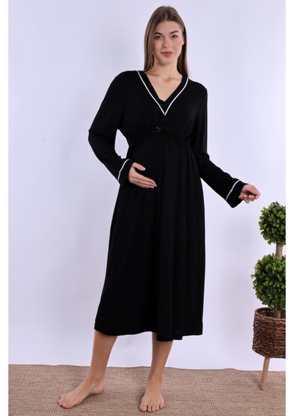 Siyah Hamile Lohusa Gecelik