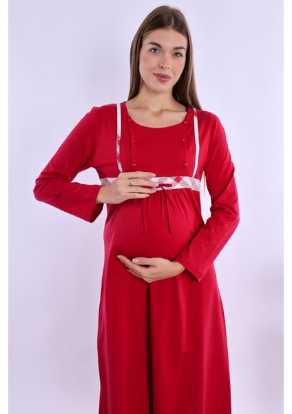 Vişne %100 Pamuk Hamile Lohusa Gecelik fiyatları