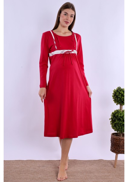 Vişne %100 Pamuk Hamile Lohusa Gecelik fırsatları