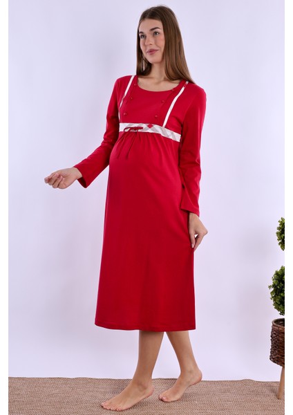 Vişne %100 Pamuk Hamile Lohusa Gecelik indirimleri