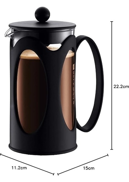 Kenya Kahve Makinesi (Fransız Pres Sistemi, Kalıcı Paslanmaz Çelik Filtre, 1,0 Litre) Siyah indirimleri