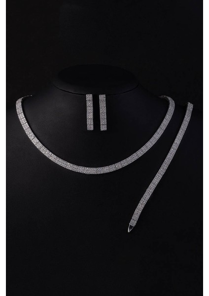 Beyaz Altın Kaplama 3 Sıra Su Yolu 925 Ayar Gümüş Düğün Seti fırsatları