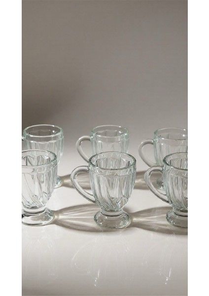 Kulplu Uzun Çay Fincanı-Bardağı 6 Parça