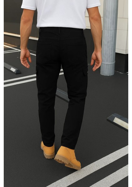 Erkek Trend Günlük Bol Paça Siyah Taktik Kargo Pantolon indirimleri