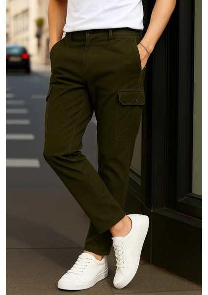 Erkek Günlük Trend Bol Paça Haki Kargo Pantolon modelleri