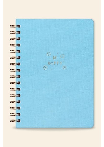 A5 Spiralli Sert Kapak Keten Çizgili Tarihsiz Not Defteri Mavi indirimleri