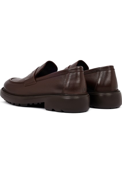 Erkek Kahverengi Kalın Tabanlı Deri Loafer 25WFD7507FT indirimleri