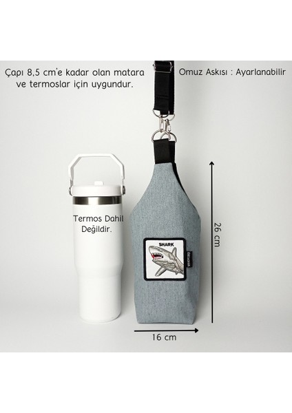 El Yapımı Kot U Model Matara Kılıfı Köpekbalığı indirimleri