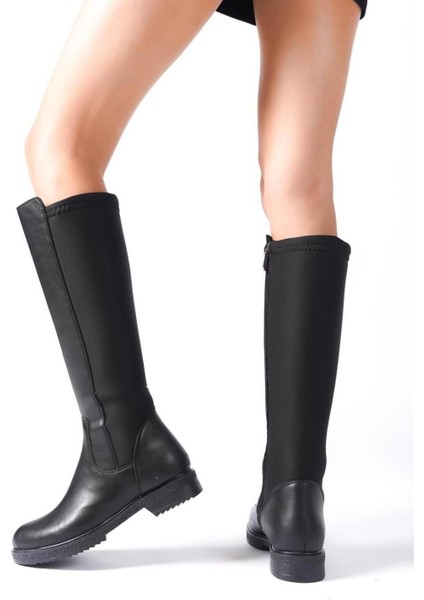 Kadın London Dalgıç Kumaş Dizaltı Çizme Siyah indirimleri