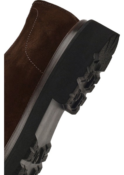 Erkek Kahverengi Bağcıklı Kalın Tabanlı Süet Deri Casual Ayakkabı 25WFD722010