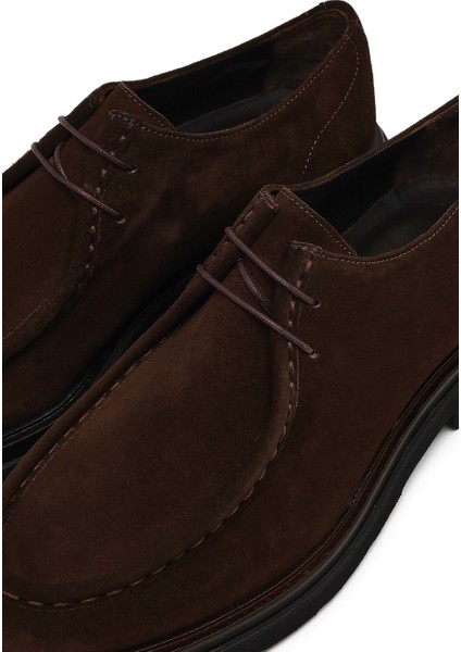 Erkek Kahverengi Bağcıklı Kalın Tabanlı Süet Deri Casual Ayakkabı 25WFD722010