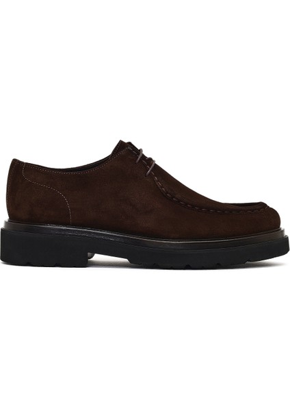 Erkek Kahverengi Bağcıklı Kalın Tabanlı Süet Deri Casual Ayakkabı 25WFD722010