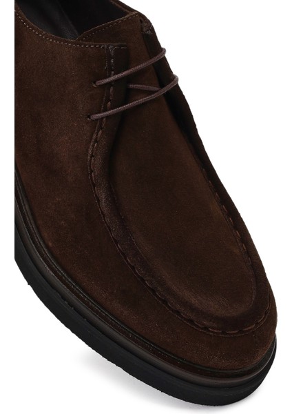 Erkek Kahverengi Bağcıklı Kalın Tabanlı Süet Deri Casual Ayakkabı 25WFD722010