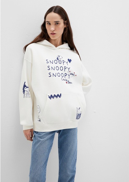 Snoopy Baskılı Ekru Sweatshirt 1S10470-80194