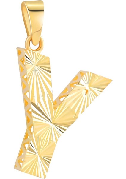 14 Ayar Altın Y Harfi Kalemli Kolye Ucu