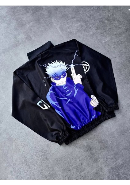 Fermuarlı Dijital Baskılı Rüzgarlık - Siyah modelleri