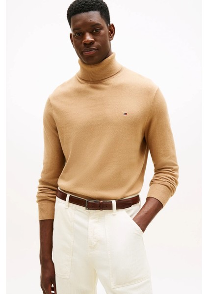 Erkek Regular Fit Kaşmir Karışımlı Balıkçı Yaka Kazak - Camel