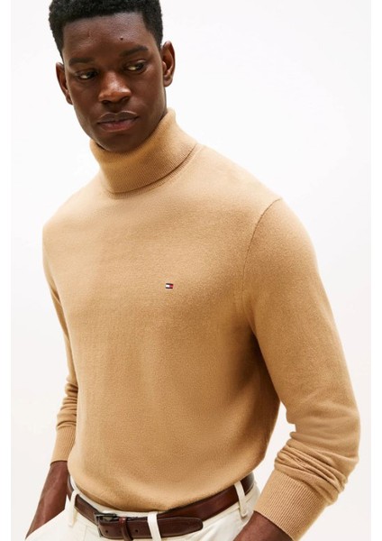 Erkek Regular Fit Kaşmir Karışımlı Balıkçı Yaka Kazak - Camel fırsatları