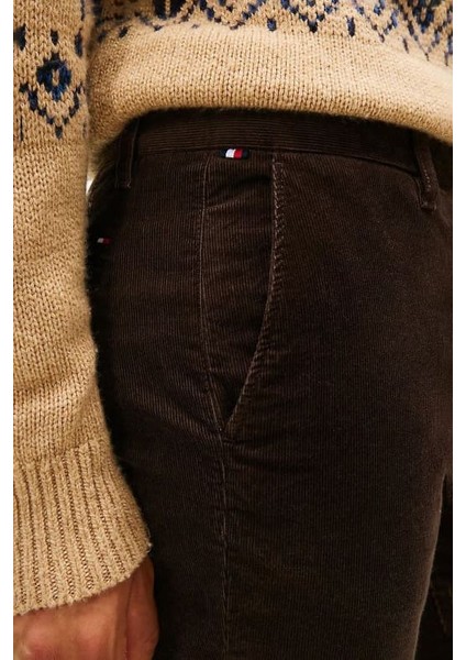 Erkek Denton Düz Paça Kadife Pantolon - Kahverengi fırsatları