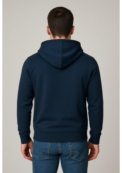 Erkek Fermuarlı Lacivert Kapüşonlu SWEATSHIRT-W1084 modelleri
