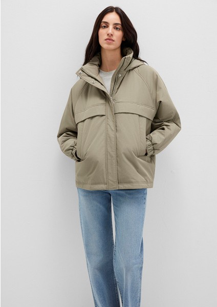 Su Itici Kapüşonlu Haki Ceket 1110348-71818