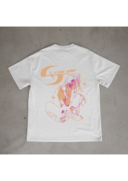 Stargaze Tasarım Baskılı Beyaz Oversize T-Shirt