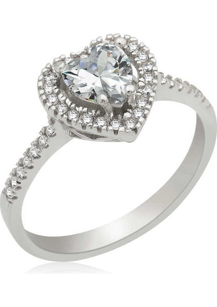 Gümüş Kalpli Bayan Yüzük - 12