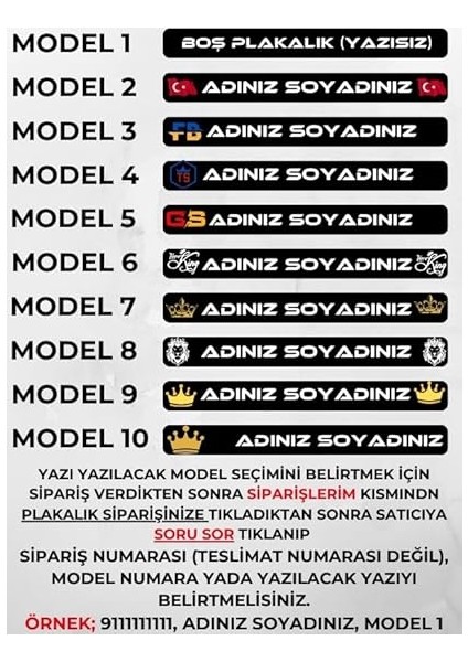 Kişiye Özel Her Araca Uygun Isimli Plakalık 2 Adet fiyatları