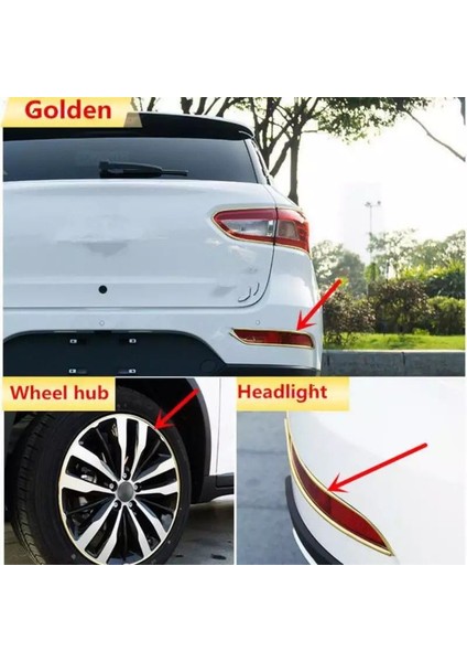 Araç Araba Oto Jant Fitili Metal Görünümlü Lastik Jant Trim Bandı Jant Şeriti 8 Metre Gold