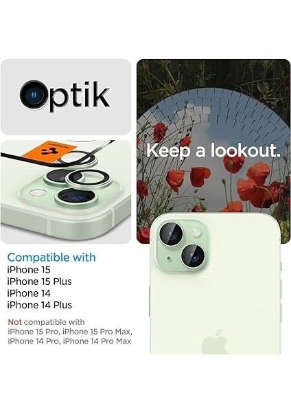 iPhone 15 / 15 Plus / 14 / 14 Plus ile Uyumlu Kamera Lens Camı Koruyucu Kolay Kurulum Glas.tr Ez Fit Optik Pro (2 Adet) Green - AGL07169 fiyatları