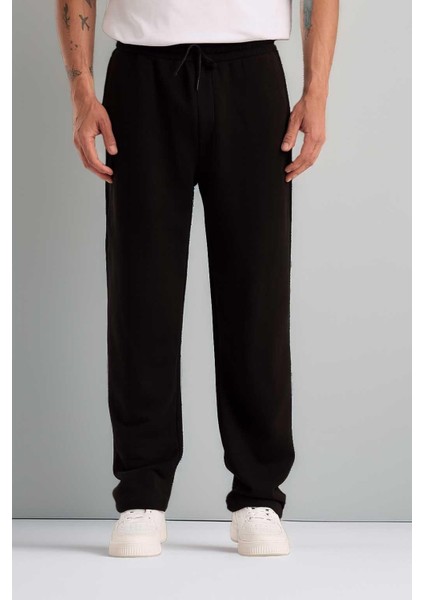 Mendes Baggy Kalıp Diagonal 3 Iplik Kumaş Erkek Eşofman Altı Pantolon - Siyah