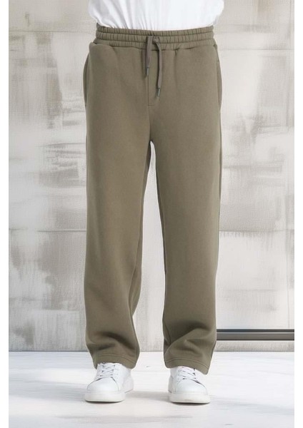 Baggy Kalıp 3 İplik Şardonlu Erkek Eşofman Altı - Avcı Yeşili