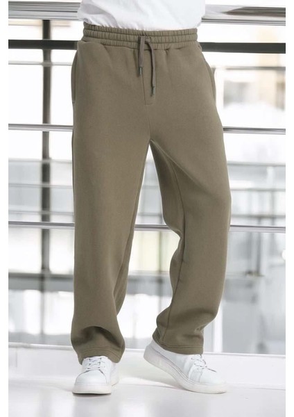 Baggy Kalıp 3 İplik Şardonlu Erkek Eşofman Altı - Avcı Yeşili