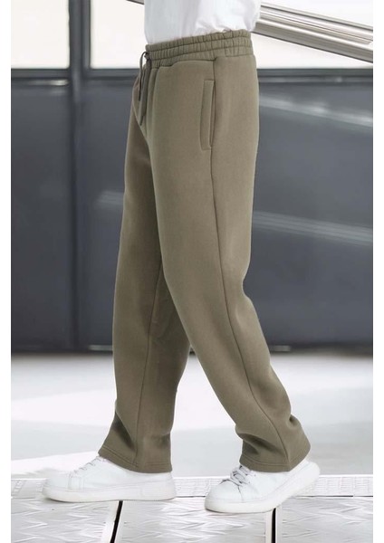 Baggy Kalıp 3 İplik Şardonlu Erkek Eşofman Altı - Avcı Yeşili