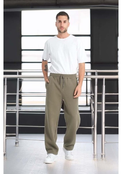 Baggy Kalıp 3 İplik Şardonlu Erkek Eşofman Altı - Avcı Yeşili