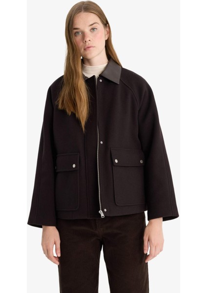 Regular Fit Polo Yaka Fermuarlı Kaşe Mont F2799AX25WN modelleri