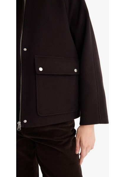 Regular Fit Polo Yaka Fermuarlı Kaşe Mont F2799AX25WN