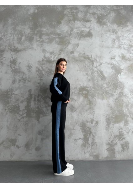 Kadın Spor Eşofman Takım Modal Kumaş Şeritli Uzun Kol Ikili Takım modelleri