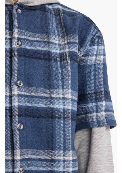 Erkek Çocuk 2'li Takım Çıkarılabilir Kapüşonlu Kareli Gömlek Eşofman Altı G3272A825WN fırsatları