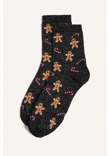 Kadın Yılbaşı Temalı 2'li Pamuklu Uzun Çorap fiyatları