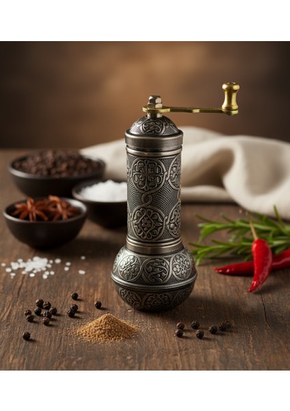 Zamak Metal Kalay Renk 3 Lü Set Karabiber,kahve,çörek Otu El Değirmeni Öğütücü Grinder modelleri