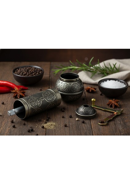 Zamak Metal Kalay Renk 3 Lü Set Karabiber,kahve,çörek Otu El Değirmeni Öğütücü Grinder fırsatları
