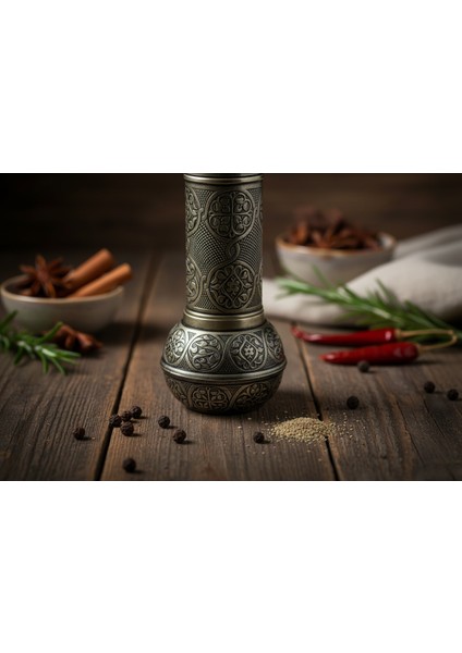 Zamak Metal Kalay Renk 3 Lü Set Karabiber,kahve,çörek Otu El Değirmeni Öğütücü Grinder