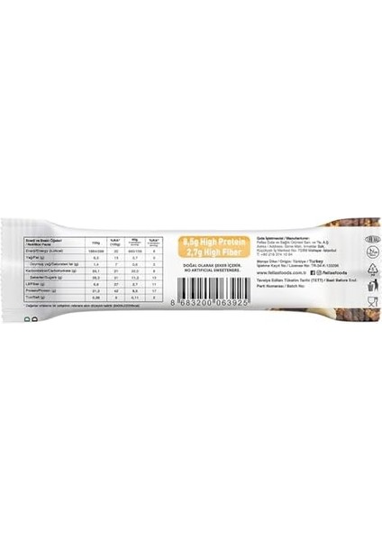 Fellas Vegan Protein Bar, Muzlu ve Kakaolu, 40GR x 12 Adet