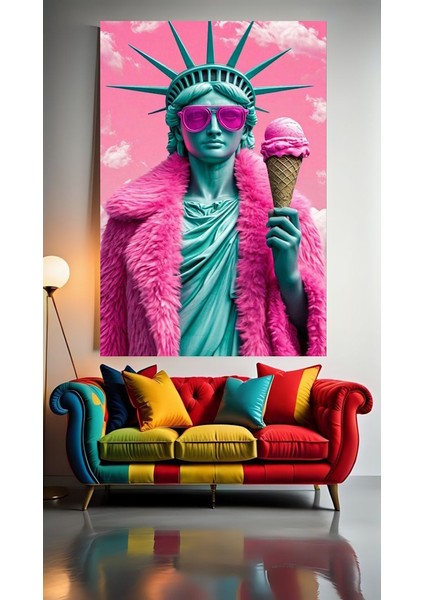 Renkli Özgürlük Heykeli 1 :) Ev Duvar Salon Güzellik Salonu Ofis Dükkan Dekarasyon Kanvas Tablo