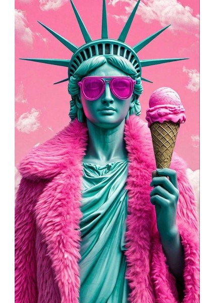 Renkli Özgürlük Heykeli 1 :) Ev Duvar Salon Güzellik Salonu Ofis Dükkan Dekarasyon Kanvas Tablo fiyatları