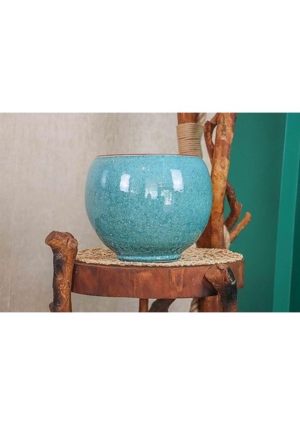 Tasarımı Ev Dekorasyon Turkuaz Artistik Çift Sırlı Iç ve Dış Mekan Kullanımlı Toprak Terrakota Saksı Saksılık Salon Çiçeklik indirimleri