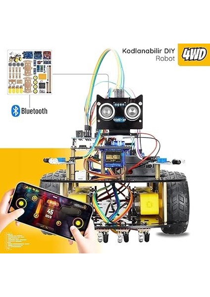 4 Teker Robot Araba Kodlama Seti 4WD-BLE (Arduino Temelli - Kutulu ve E-Kitaplı) fiyatları