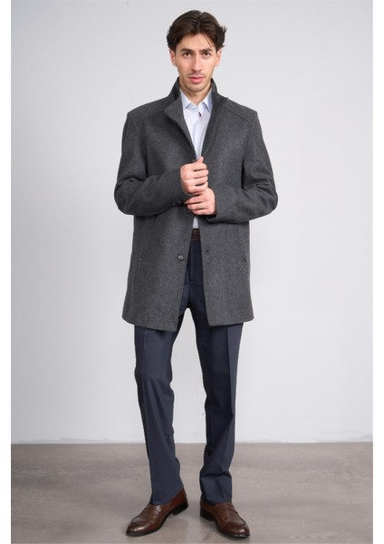 Çetinkaya Mentality 7850 Erkek Dik Yaka Regular Kaşe Kaban Antrasit fiyatları