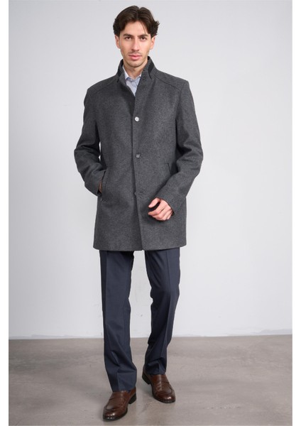 Çetinkaya Mentality 7850 Erkek Dik Yaka Regular Kaşe Kaban Antrasit modelleri